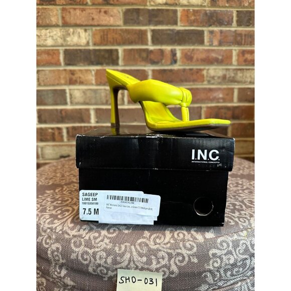 INC Women's Sage Puffed Straps Faux Leather Open Toe Stiletto Pumps Green SZ 7.5 - Picture 5 of 5